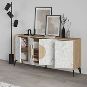 Μπουφές Gora Megapap χρώμα sapphire oak - λευκό εφέ μαρμάρου 180x35,6x82εκ.