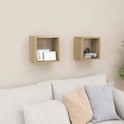 vidaXL Ράφια Κύβοι Τοίχου 2 τεμ. Sonoma Δρυς 26 x 15 x 26 εκ.