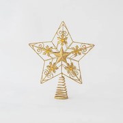 Eurolamp Κορυφή Δέντρου Αστέρι Με Σχέδια Και Glitter 30x25cm Χρυσαφί 600-44924