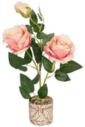 Τεχνητό Φυτό Σε Κασπώ Rose 20984 38cm Pink GloboStar Πολυαιθυλένιο
