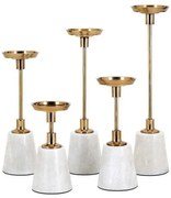 Artekko Candleholders Κηροπήγια με Μάρμαρο Αλουμίνιο Λευκό Χρυσό (9x9x40)cm Σετ/5 Artekko 14292-5