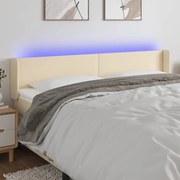 vidaXL Κεφαλάρι Κρεβατιού LED Κρεμ 203x16x78/88 εκ. Υφασμάτινο