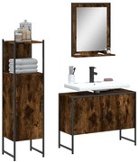 vidaXL Σετ Επίπλων Μπάνιου 3 Τεμαχίων Καπνιστή Δρυς Επεξεργασμένο Ξύλο