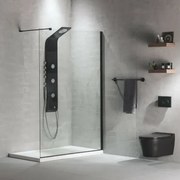 Devon Iwis Walk-in Inox 304 Διαχωριστικό Κρύσταλλο Ντουζιέρας Με Black Brushed Βραχίονα 137-139 εκ. - ύψος 200 εκ