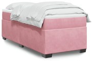 vidaXL Κρεβάτι Boxspring με Στρώμα Ροζ 100x200 εκ. Βελούδινο