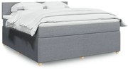 Κρεβάτι Boxspring με Στρώμα Ανοιχτό Γκρι 180x200 εκ. Υφασμάτινο