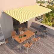 vidaXL Τέντα Συρόμενη Χειροκίνητη Κίτρινο / Λευκό 600x350 εκ.