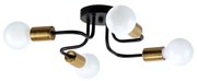 Φωτιστικό Οροφής-Πλαφονιέρα Miles 77-8097 42x42x13 Black-Brass Gold Homelighting Μέταλλο