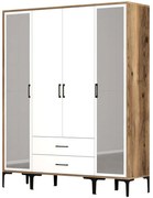 Ντουλάπα Τετράφυλλη Kumsal 845HCT5475 160x47,5x201,4cm Walnut-White Τετράφυλλη