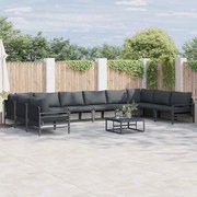 vidaXL Σετ Καναπέ Κήπου 11 pcs Ανθρακί Ατσάλι