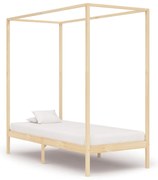 vidaXL Πλαίσιο Κρεβατιού με Ουρανό 100 x 200 εκ. από Μασίφ Ξύλο Πεύκου