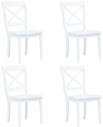 vidaXL Καρέκλες Τραπεζαρίας 4 τεμ. Λευκές Μασίφ Ξύλο Καουτσουκόδεντρου
