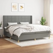 vidaXL Κρεβάτι Boxspring με Στρώμα Σκούρο Γκρι 200x200 εκ. Υφασμάτινο