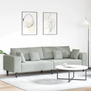 vidaXL Βελούδινος καναπές με μαξιλάρι με μαξιλάρι Ανοιχτό γκρι 208 εκ. Βελούδο