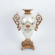 Βάζο Πορσελάνης-Polyresin Λευκό-Χρυσό 30x15x45εκ. ESTHETI 752-21011