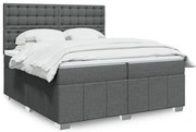 vidaXL Κρεβάτι Boxspring με Στρώμα Σκούρο Γκρι 200x200 εκ. Υφασμάτινο