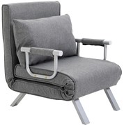 HOMCOM Πολυθρόνα Ανάκλισης Καναπές-Κρεβάτι, Λειτουργία Ανάκλισης, Κρεβάτι για Επισκέπτες, 65 cm x 69 cm x 80 cm, Γκρι