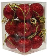 Σετ 12 τεμ. Χριστουγεννιάτικες Μπάλες Κόκκινες Glitter 2.5cm 236552