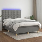 ΚΡΕΒΑΤΙ BOXSPRING ΜΕ ΣΤΡΩΜΑ &amp; LED ΣΚ.ΓΚΡΙ 140X200 ΕΚ ΥΦΑΣΜΑΤΙΝΟ 3135758