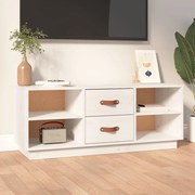 vidaXL Έπιπλο Τηλεόρασης Λευκό 100 x 34 x 40 εκ. από Μασίφ Ξύλο Πεύκου
