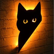 Διακοσμητικό Τοίχου Με Φως Led Cat 395NGR1850 23x36cm Yellow-Black Wallity Mdf