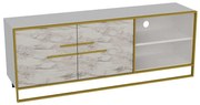 Έπιπλο Τηλεόρασης Polka 875ZNA3059 160x38,5x56,6cm Marble Effect White-Gold