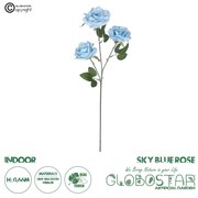 GloboStar® Artificial Garden SKY BLUE CLIMBING ROSE BRANCH 21191 Τεχνητό Διακοσμητικό Κλαδί Τριαντάφυλλο Ξεθωριασμένο Γαλάζιο Y66cm