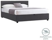 Επενδυμένο Κρεβάτι Molito Διπλό με Αποθηκευτικό χώρο Βελούδο Μαύρο 150x200εκ. 158x214x91 εκ.