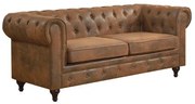 WOODWELL Ε942,3CHESTERFIELD York Kαναπές 3Θέσιος Σαλονιού - Καθιστικού, Ύφασμα Απόχρωση Καφέ Camel 190x82x77cm Ε942,3
