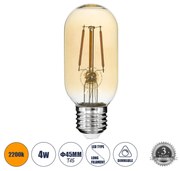 GloboStar 99048 Λάμπα LED Long Filament E27 T45 Σωλήνας 4W 350lm 360° AC 220-240V IP20 Φ4.5 x Υ11cm Ultra Θερμό Λευκό 2200K με Μελί Γυαλί - Dimmable - 3 Years Warranty - 99048