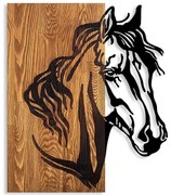 Διακοσμητικό Τοίχου Horse 891TNL2371 48x57cm Black-Walnut Wallity Μέταλλο,Ξύλο