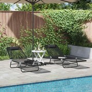 vidaXL Πτυσσόμενη ξαπλώστρα 2 pcs Μαύρο 182 x 55 x 85.5 εκ. Textilene
