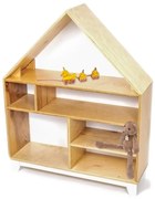 Montessori Ξύλινη Ραφιέρα σε σχήμα Σπιτιού Woodle  Natural + White  85 x 25 x 93cm  WO10020N  Ingvart