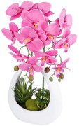 Τεχνητό Φυτό Σε Κασπώ Orchid 21127 25x19x39cm Pink GloboStar Πηλός,Ύφασμα