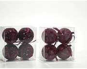 Χριστουγεννιάτικη Μπάλα Μπορντό 10cm 4Τμχ Σε 2 Σχέδια