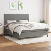 Κρεβάτι Boxspring με Στρώμα Σκούρο Γκρι 160x200 εκ Υφασμάτινο