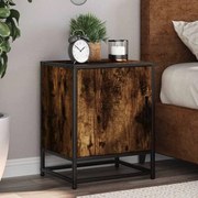 Κομοδίνα 2 τεμάχια καπνιστή βελανιδιά 40x31x50 cm - Καφέ