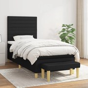 Κρεβάτι Boxspring με Στρώμα Μαύρο 100 x 200 εκ. Υφασμάτινο