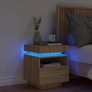 Κομοδίνο με Φώτα LED Sonoma Δρυς 40 x 39 x 48,5 εκ. - Καφέ