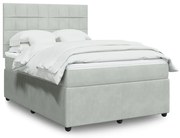 Κρεβάτι Boxspring με Στρώμα Ανοιχτό Γκρι 140x200 εκ. Βελούδινο