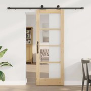 vidaXL Συρόμενη Πόρτα Καφέ 73.5 x 198.5 εκ. Ξύλο και μέταλλο