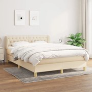 Κρεβάτι Boxspring με Στρώμα Κρεμ 140x200 εκ. Υφασμάτινο