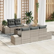 vidaXL Σετ Καναπέ Κήπου  6 Τεμαχίων με Μαξιλάρια Ανοιχτό Γκρι Πολυ Ρατάν