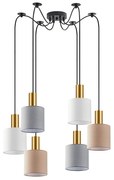 SE21-GM-4-BL6-SH12 ADEPT FLEX Gold Matt Pendant White, Grey, Brown Fabric Shade+