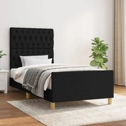 Σκελετός Κρεβατιού Χωρίς Στρώμα Μαύρο 90x190 εκ. Υφασμάτινο 3125262