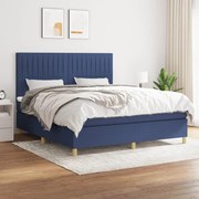 Κρεβάτι Boxspring με Στρώμα Μπλε 180x200 εκ. Υφασμάτινο