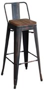 Σκαμπό Μπάρ Relix Wood Antique Black Ε5208,10 44X44Χ100 cm Metal,Wood