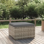 vidaXL Υποπόδιο Κήπου Γκρι 55x55x30 εκ. Συνθετικό Ρατάν με Μαξιλάρι