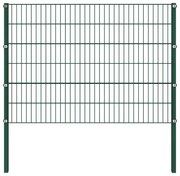 vidaXL Πάνελ Περίφραξης με Στύλους Σιδερένιο Πράσινο 176,5 x 120 εκ.