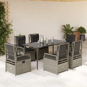 vidaXL Σετ Τραπεζαρίας Κήπου 7 τεμ. Αν. Γκρι Συνθ. Ρατάν με Μαξιλάρια